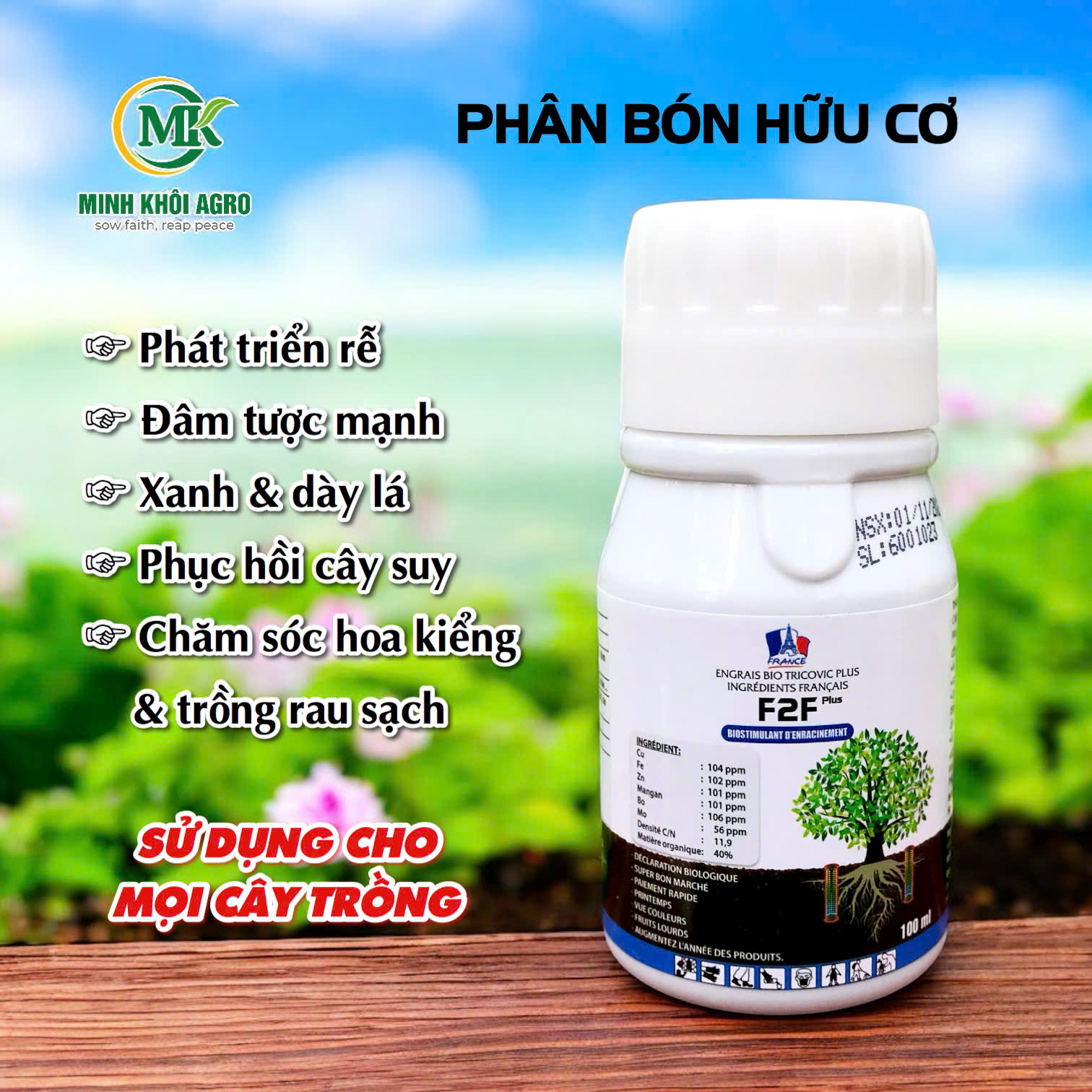 Phân bón hữu cơ F2F Plus - Chai 100ml